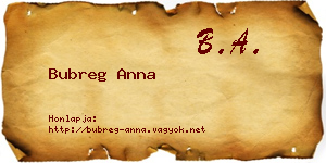Bubreg Anna névjegykártya